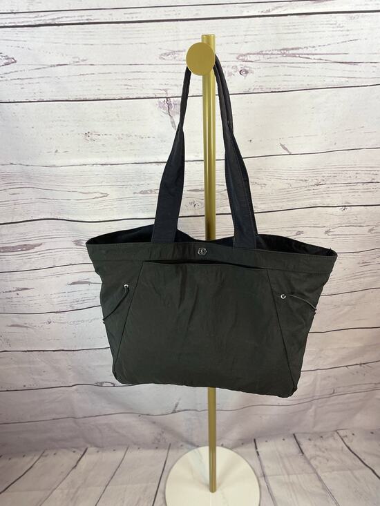 Lululemon Handbags - Lululemon Athletica Side Cinch Tote Bag Black Shoulder Gym Travel Everyday Carry